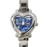 Classic Blue Computer Mainboard Heart Italian Charm Watch Front