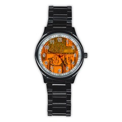 Circuit Board Pattern Stainless Steel Round Watch by BangZart