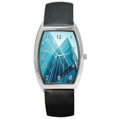 Glass Bulding Barrel Style Metal Watch by BangZart