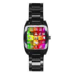 Colorful 3d Social Media Stainless Steel Barrel Watch by BangZart