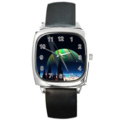 Planets In Space Stars Square Metal Watch by BangZart