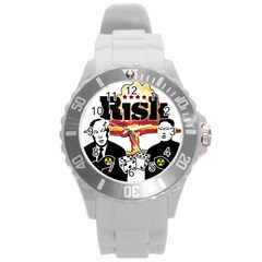 Nuclear Explosion Trump And Kim Jong Round Plastic Sport Watch (l) by Valentinaart