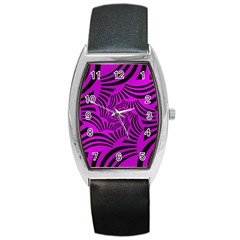 Black Spral Stripes Pink Barrel Style Metal Watch by designworld65