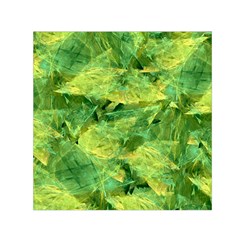 Green Springtime Leafs Small Satin Scarf (square) by designworld65