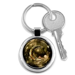 Steampunk Lady  In The Night With Moons Key Chains (round)  by FantasyWorld7