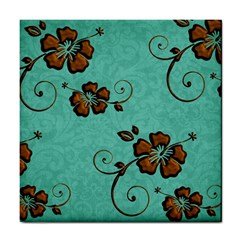 Chocolate Background Floral Pattern Tile Coasters by Nexatart