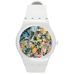 Art Graffiti Abstract Vintage Round Plastic Sport Watch (m) by Nexatart