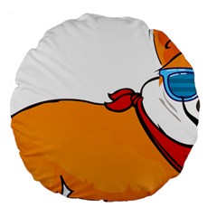 Corgi With Sunglasses And Scarf T Shirt Large 18  Premium Round Cushions by AmeeaDesign