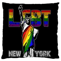 Lgbt New York Large Flano Cushion Case (one Side)