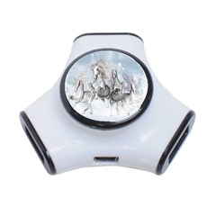 Awesome Running Horses In The Snow 3-port Usb Hub by FantasyWorld7