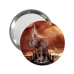 Cute Baby Elephant On A Jetty 2 25  Handbag Mirrors by FantasyWorld7