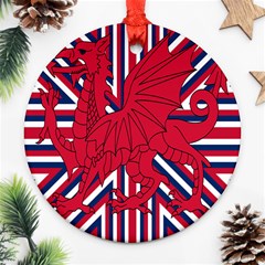 Alternatively Mega British America Red Dragon Round Ornament (two Sides) by Mariart