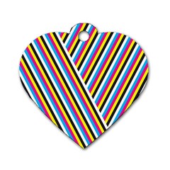 Lines Chevron Yellow Pink Blue Black White Cute Dog Tag Heart (one Side) by Mariart