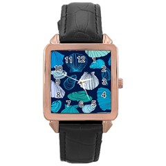 Mega Menu Seashells Rose Gold Leather Watch  by Mariart