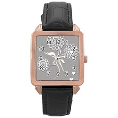 Flower Heart Plant Symbol Love Rose Gold Leather Watch  by Nexatart