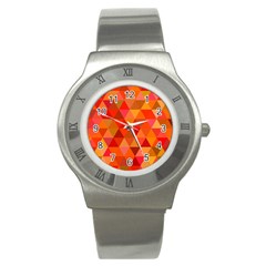 Red Hot Triangle Tile Mosaic Stainless Steel Watch by Nexatart