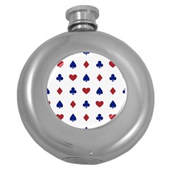 Playing Cards Hearts Diamonds Round Hip Flask (5 Oz) by Mariart