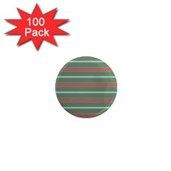 Horizontal Line Red Green 1  Mini Magnets (100 Pack)  by Mariart