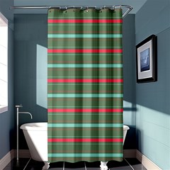 Horizontal Line Red Green Shower Curtain 36  X 72  (stall)  by Mariart