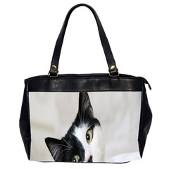 Cat Face Cute Black White Animals Office Handbags (2 Sides)  by Mariart