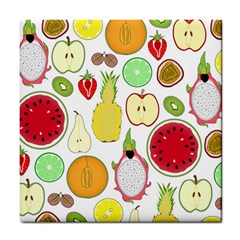 Mango Fruit Pieces Watermelon Dragon Passion Fruit Apple Strawberry Pineapple Melon Tile Coasters by Mariart