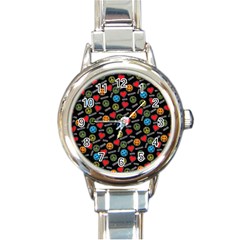 Pattern Halloween Peacelovevampires  Icreate Round Italian Charm Watch by iCreate