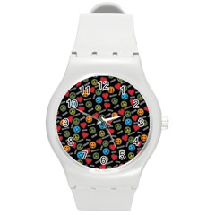 Pattern Halloween Peacelovevampires  Icreate Round Plastic Sport Watch (m) by iCreate