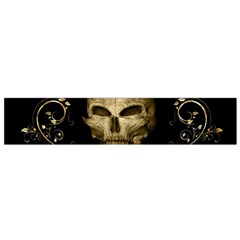 Golden Skull With Crow And Floral Elements Flano Scarf (small) by FantasyWorld7