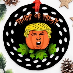 Trump Or Treat  Round Filigree Ornament (two Sides) by Valentinaart