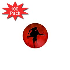 Dancing Couple On Red Background With Flowers And Hearts 1  Mini Buttons (100 Pack)  by FantasyWorld7