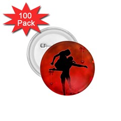 Dancing Couple On Red Background With Flowers And Hearts 1 75  Buttons (100 Pack)  by FantasyWorld7