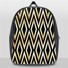 Gold,black,art Deco Pattern School Bag (xl) by NouveauDesign