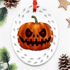 Halloween Pumpkin Oval Filigree Ornament (two Sides) by Valentinaart