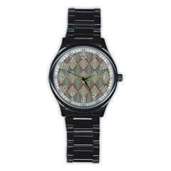 Art Deco Teal Brown Stainless Steel Round Watch by NouveauDesign