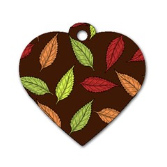 Autumn Leaves Pattern Dog Tag Heart (one Side) by Mariart