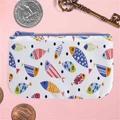 Love Fish Seaworld Swim Blue White Sea Water Cartoons Rainbow Large Coin Purse by Mariart