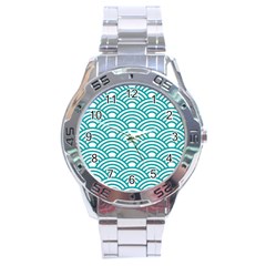 Art Deco Teal Stainless Steel Analogue Watch by NouveauDesign