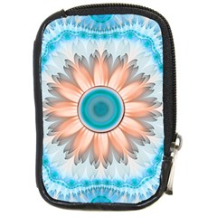 Clean And Pure Turquoise And White Fractal Flower Compact Camera Cases by jayaprime