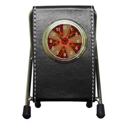 Red Star Ribbon Elegant Kaleidoscopic Design Pen Holder Desk Clocks by yoursparklingshop