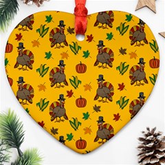 Thanksgiving Turkey  Heart Ornament (two Sides) by Valentinaart