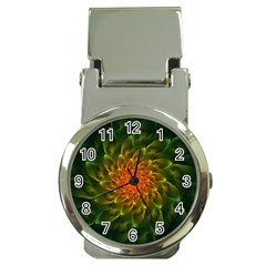 Beautiful Orange-green Desert Cactus Fractalspiral Money Clip Watches by jayaprime