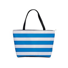 Blue And White Lines Shoulder Handbags by berwies