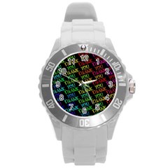 Thank You Font Colorful Word Color Round Plastic Sport Watch (l) by Celenk