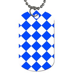 Blue White Diamonds Seamless Dog Tag (one Side) by Celenk