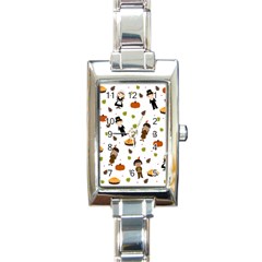 Pilgrims And Indians Pattern - Thanksgiving Rectangle Italian Charm Watch by Valentinaart