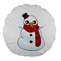 Kawaii Snowman Large 18  Premium Round Cushions by Valentinaart