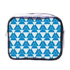 Blue & White Triangle Pattern  Mini Toiletries Bags by berwies