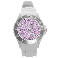 Pattern Round Plastic Sport Watch (l) by gasi