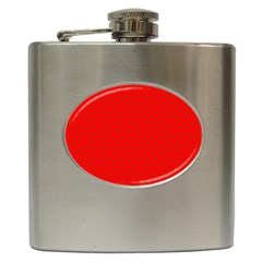 Small Christmas Green Polka Dots On Red Hip Flask (6 Oz) by PodArtist