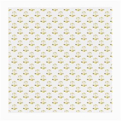 Gold Scales Of Justice On White Repeat Pattern All Over Print Medium Glasses Cloth by PodArtist